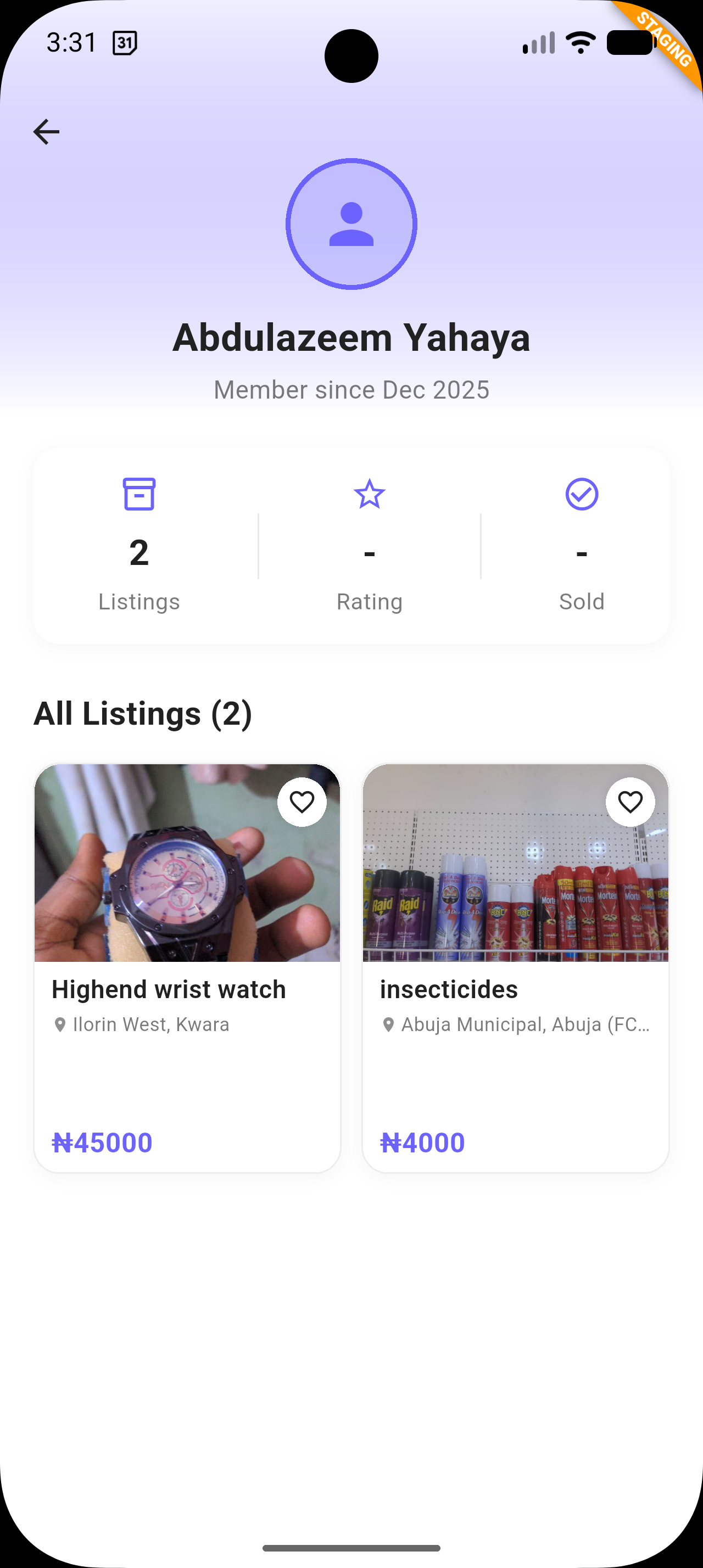 User Profile wallet and analytics view mockup