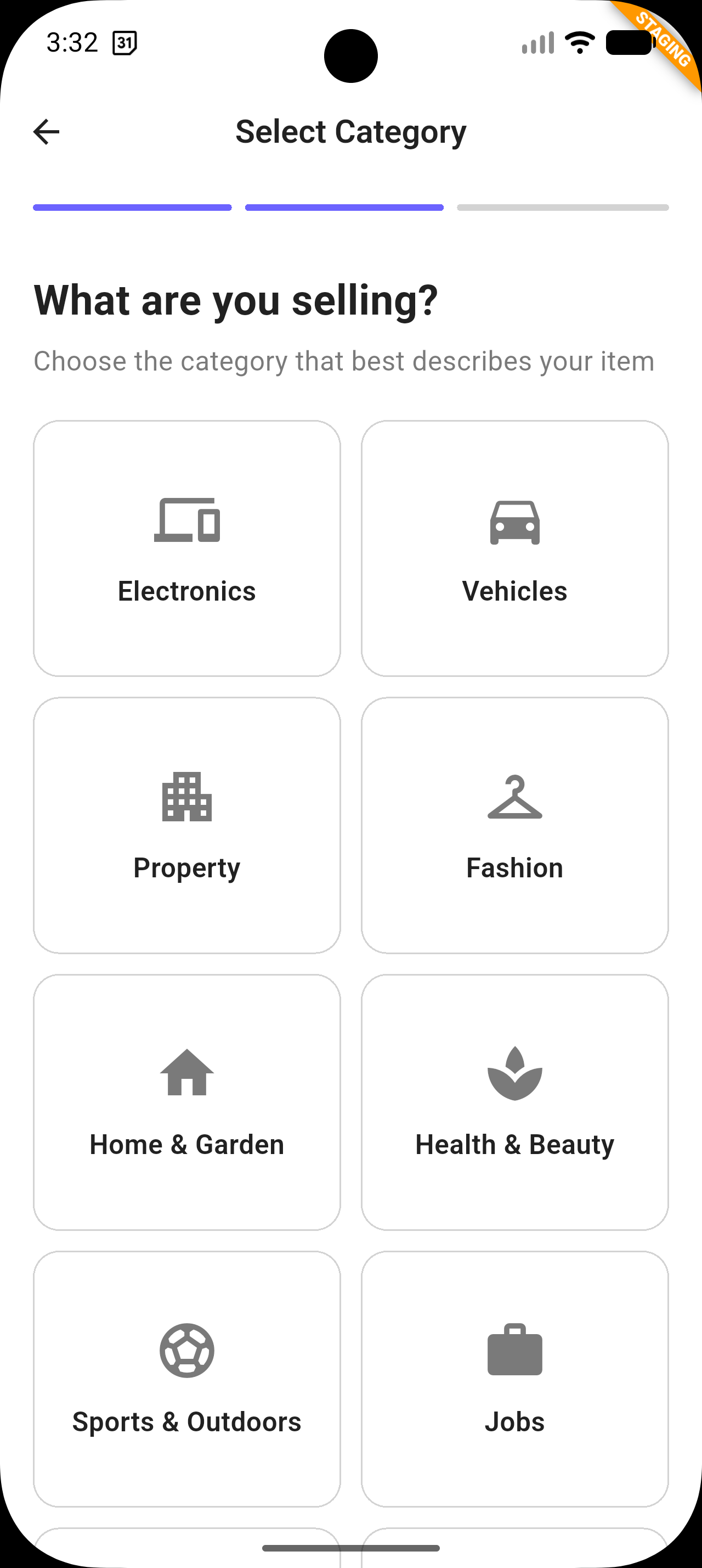 Select Category Mobile Screen App Mockup